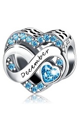 delightful silver heart December birthstone baby charm